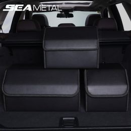 Car Trunk Organiser Storage Box PU Leather Auto Organisers Bag Folding Trunk Storage Pockets for Vehicle Sedan SUV Accessories LJ2269Q