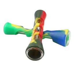 smoke shop metal pipes Silicone Glass Smoking Herb Pipe 87MM One Hitter Dugout Pipe Tobacco Pipe Hand Spoon Pipes Smoke Accessories for smoking accessories