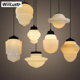 milk white glass pendant light Art Deco lamp vintage Northern Europe suspension lighting nordic dinning room shop PARISIAN ECOLE271j