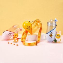 Nonoo Love Cartoon Heart-Shaped Cup Fitness Sports Creative Frosted Water Bottle Storage Outdoor Mug Travel Tea Gift 211122226J