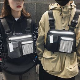 Reflective strip Streetwear Fashion Chest Rig Bag Women Waist Bag Men Hip hop Functional Tactical Chest Bags Vest Purse New217i