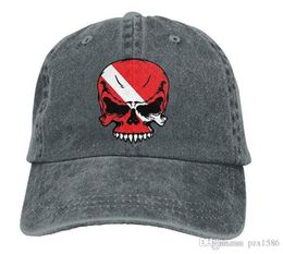 pzx Baseball Cap For Men and Women Scuba Skull Unisex Cotton Adjustable Denim Cap Hat Multicolor optional8903322