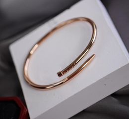 2024 Luxury quality V gold nail thick bracelet Bangle in three colors plated for women wedding jewelry gift engagement have stamp Box PS2062