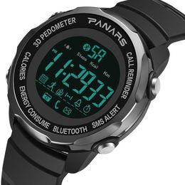 Bluetooth Pedometer Sports Watch Mens 5Bar Waterproof Stopwatch Fitness Watches For Men Clock Man Gifts Relogio Masculino Wristwat260B