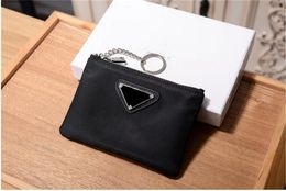 Designer Women Money Clips Key Wallets Metal Triangle Letter Coin Purses Mini Clutch Bags Mens Zipper Wallet With Keyring Ladies Bags Pendant Keychain Charms L351