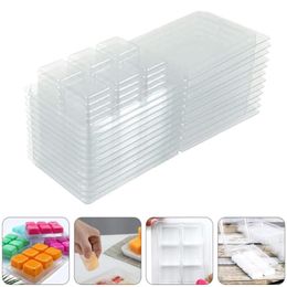 50pcs Wax Melt Clamshell Moulds Clear Empty Cube Tray For Soap Gift Wrap260r