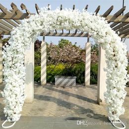 New artificial flower cherry blossom with metal wedding iron arch stand full cherry blossom arch shelf DIY window party decor248d