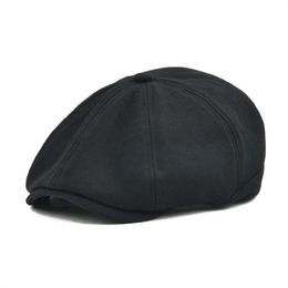 sboy Hats Sboy VOBOOM Big Size Black Cotton Flat Cap Beret Boina Cabbie Driver Golf Men Women 8 Panel Elastic Band Duckbill Ivy 32304E