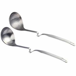 Spoons 2Pcs Soup Ladle Slotted Spoon Pot Hanging Colander Kitchen Tool254c