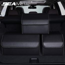 Car Trunk Organiser Storage Box PU Leather Auto Organisers Bag Folding Trunk Storage Pockets for Vehicle Sedan SUV Accessories LJ2284c