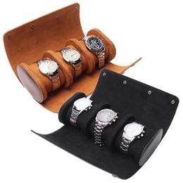 Watch Boxes & Cases Men's Leather Storage Box Jewellery And Roller Retro Portable Strap Bag Travel299i