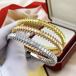 Bangle Electroplated K Gold Steel Rivet Bullet Rotating Men's Bracelet Women's Punk Party Gift Luxury No Fading Jewellery 231128