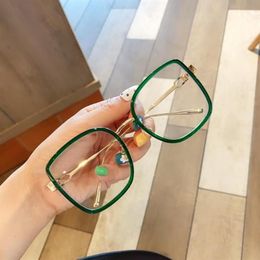 Fashion Sunglasses Frames Oversized Alloy Square Clear Glasses For Women Vintage Green Orange Big Eyeglasses Elegant Shades Black 2803