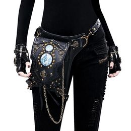 Waist Bags YourSeason Unisex Steampunk Chain Rivet Pack Multifunctional PU Leather Female Shoulder 2021 Moto Biker Belt Bag262r