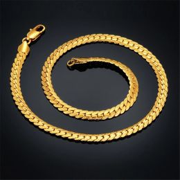 Chain Antique Flat Snake Hot Sale Necklace 4/7mm 14k Yellow Gold Choker Long Chains For Women Men Jewellery