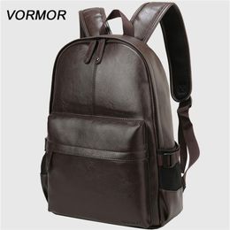 VORMOR Brand waterproof 14 inch laptop backpack men leather backpacks for teenager Men Casual Daypacks mochila male 220329212o