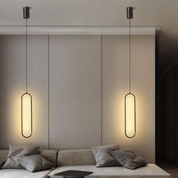 Modern Minimalist Copper Pendant Lamp With Long Wire Dimmable LED Ceiling Hanging Light For Bedroom Bedside Living Room Decor Lamp224a