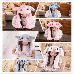 ocean shipping Cartoon rabbit air bag hat with moving ears, funny luminous ear hat for children