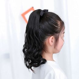 Children's Long Tie Style Baby Hair, Children's Wig Ponytail Curly Hair