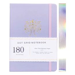Notepads Purple Butterfly Bullet Dotted Notebook Dot Grid Journal 180gsm Paper Vegan Fabric Hardcover 231208