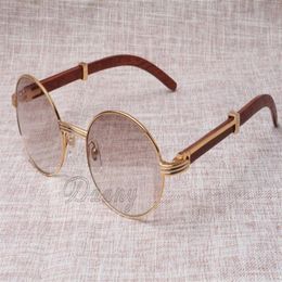 Round Sunglasses Cattle Horn Eyeglasses 7550178 Wood Men and women sunglasses glasess Eyewear Size 55-22-135mm242E