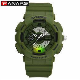 PANARS New Classic Sports Men's Watches Multi-function Alarm EL Lights LED Double Display Digital Wristwatches for Men269j