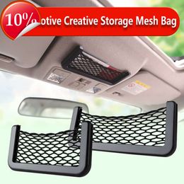 New Black Car Net Organizer Pockets Car Storage Net Automotive Bag Box Adhesive Visor Car Bag For Tools Mobile Phone wholesale