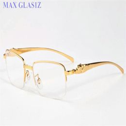 mens womens rectangle sunglasses gold silver frames glasses new fashion sport buffalo horn glasses clear lenses with better qualit265m