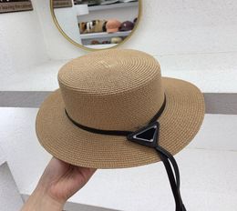 Luxury designer bucket hat cap Wide Brim Hats weaving process solid Colour metal triangle logo seven Colours optional flat top6110165