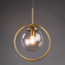 Loft Modern Pendant Light Bedside Hanging Lamp Kitchen Island Suspension Bedroom Magic Bean Gold Glass Ball Lighting2879