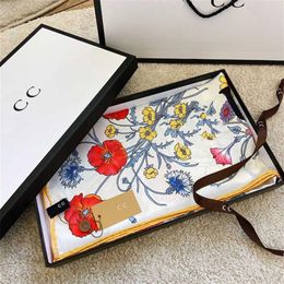 Scarves Scarves Fashion Women Summer Scarf Silk Flower Letter Hand Embroidered 90 by 90cm Shawl Small Squares Turbans315U