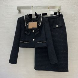 Set due pezzi autunno stile milanese scollo a V nero bianco stampa floreale pantaloni corti impero abbigliamento donna set abito due pezzi da donna Weinig 3810