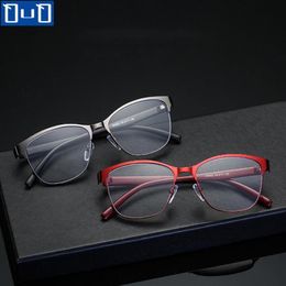 Sunglasses Metal Cat Eye Reading Glasses Spring Hinges Women Presbyopic Anti-Blue Light Blocking Hyperopia Eyeglasses For Parents 235u