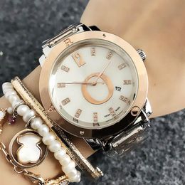 Fashion Brand Women Girls crystal steel metal band Date Calendar Quartz Pan wrist Watch P572701