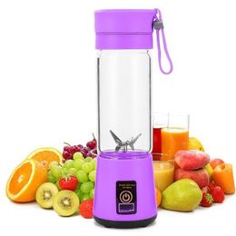380ml Portable Blender Home USB Rechargeable 4-Blade Electric Fruit Extractor Juice Mini Blender Bottle Kitchen Accessories T200523001