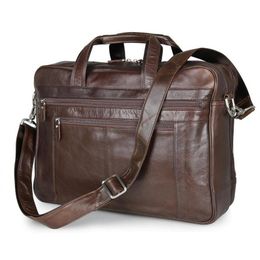 Genuine Leather Business 17 Inch Computer Bag Laptop Briefcase Men Office Bags Maletines Hombre235e