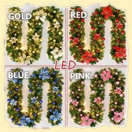 1 8 2 7M Artificial Christmas Fireplace Garland Wreath Pine Tree Ornament Gold Pink Blue Red New Year Fireplace Navidad Decor 2010248l