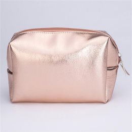 Women Cosmetic Bag Pink Gold Makeup Bag Zipper Make Up Handbag Organiser Storage Case Pouches Toiletry Wash Beauty Box243W