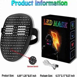 Party Masks LED Glowing Bluetooth Mask 50 Patterns Gesture Face Change Halloween Christmas Party Prom Costume Cosplay 231208