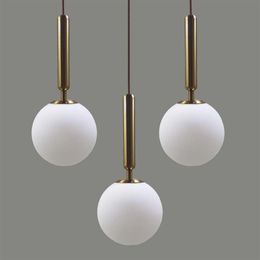 creative glass hanging lamp 15 20 25 30cm white ball light shade gold black bedroom restaurant bar218N