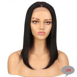 yielding Lace Wigs Hot selling wigs, women's short straight hair, center split, real hair, color wig headgear