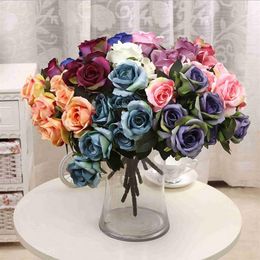 7 Heads Rose Flowers Artificial Silk Rose Flowers Real Touch Rose Wedding Party Home Floral Decor Flower Arrangement Peony238x