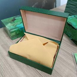 Factory Sell Brand New Luxury Watch Mens Watch Box Inner Outer Womans Watches Boxes Men Wristwatch Wooden Green Box Booklet Card243z