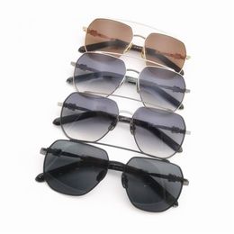 Brand Designer Sunglasses for Men Women Grey Brown Lenses Eyeglasses Metal Polygon Eyewear Anti UV Big Frame Eyeglasses Men's304i