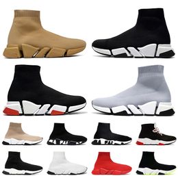 Speeds 2.0 Sock Shoes OG Designer Womens Mens Casual Speed Trainer Black White Red Clear Sole Runners Socks Ankle Boots Slip on Cloud Loafers Sports Sneakers Size 36-45