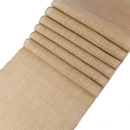 Pack of 10 Wedding 12 x 108 inch Burlap Table Runner Natural Jute Country Vintage for Wedding Banquet Decoration Natural Jute Burl197d
