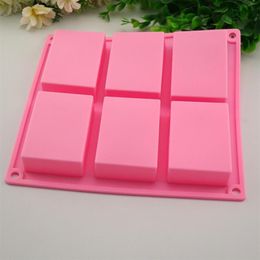 Cake Tools 6 Cavities Handmade Rectangle Square Silicone Soap Mold Chocolate DOOKIES Mould Cake Decorating Fondant Molds262E
