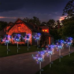 LED Solar Firework Lights Outdoor Waterproof Fairy Garland 90 150 LEDs Light String Garden Lawn Street Christmas Decoration 201212214J