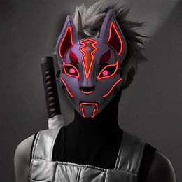 2021 Halloween Led Glowing Cold Light Glow Fox Cosplay Party Scary Mask Masquerade Cos Accessories Toys For Adult211u