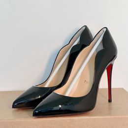 Designer Pumps High Heels Dress Shoes Pointed Sandals Red Shiny Bottoms 6cm 8cm 10cm 12cm Thin Heel Shallow Nude Black Patent Leather Summer Wedding Shoes with Bag